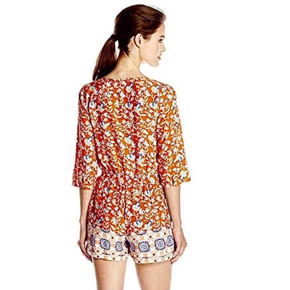 MINKPINK Neighbourhood Orange Floral Romper - Picture 3 of 8